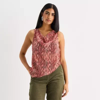 a.n.a Womens Draped Neck Sleeveless Blouse