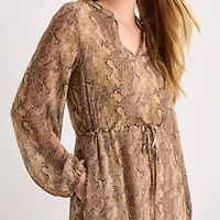 a.n.a Womens Long Sleeve Animal Maxi Dress