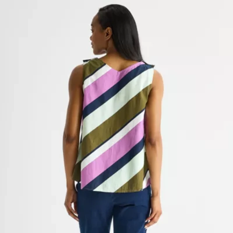 Liz Claiborne Womens V Neck Sleeveless Blouse