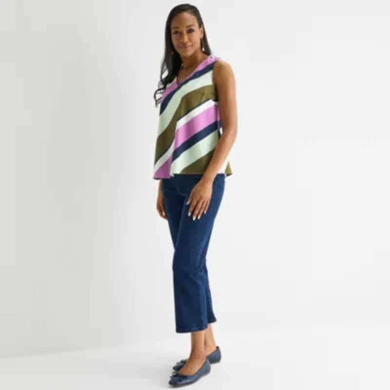 Liz Claiborne Womens V Neck Sleeveless Blouse