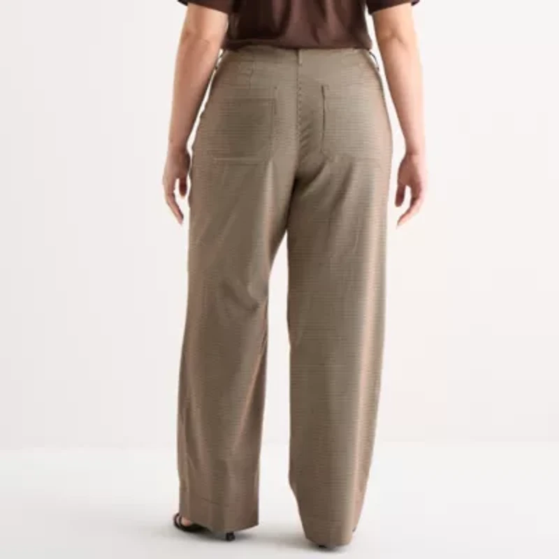 a.n.a Womens Wide Leg Highest Rise Plus Trouser