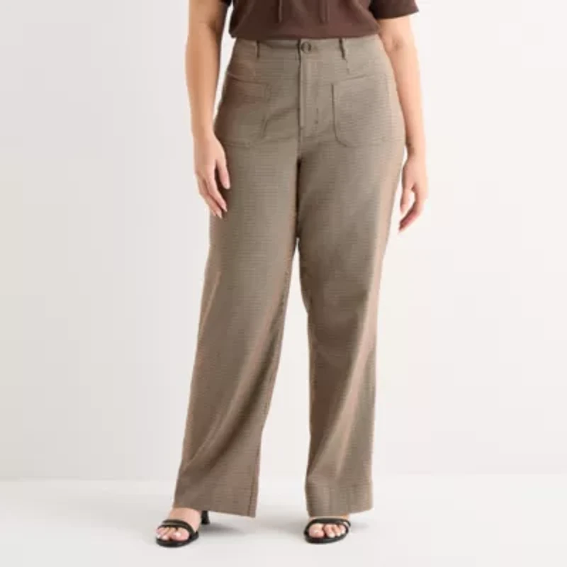 a.n.a Womens Wide Leg Highest Rise Plus Trouser