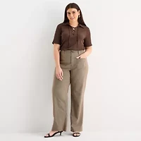 a.n.a Womens Wide Leg Highest Rise Plus Trouser