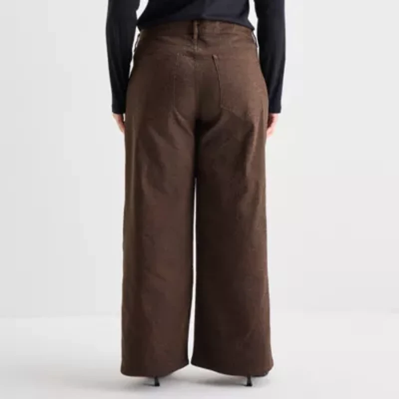 a.n.a Plus Womens High Rise Wide Leg Jean