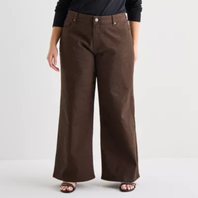 a.n.a Plus Womens High Rise Wide Leg Jean
