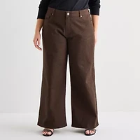 a.n.a Plus Womens High Rise Wide Leg Jean