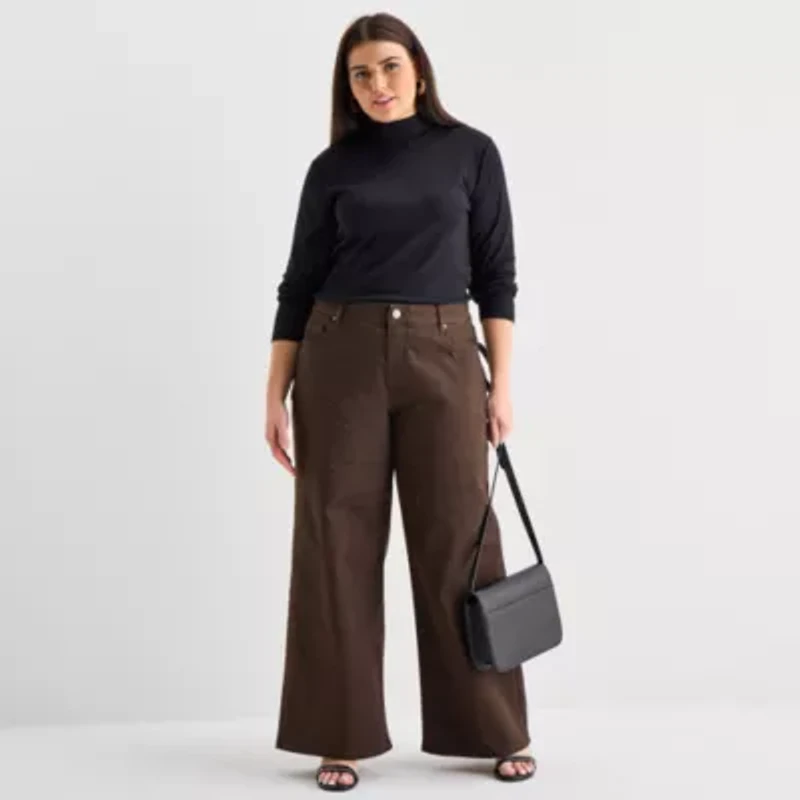 a.n.a Plus Womens High Rise Wide Leg Jean