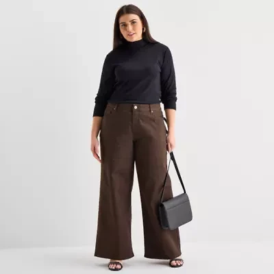 a.n.a Plus Womens High Rise Wide Leg Jean