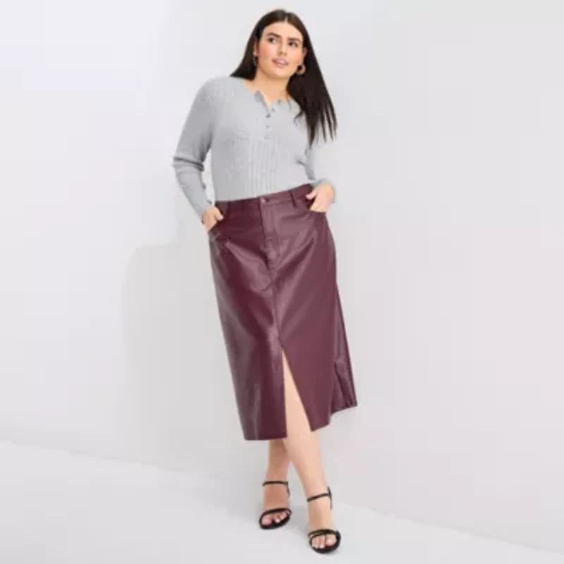 a.n.a Womens High Rise Long Pencil Skirt-Plus