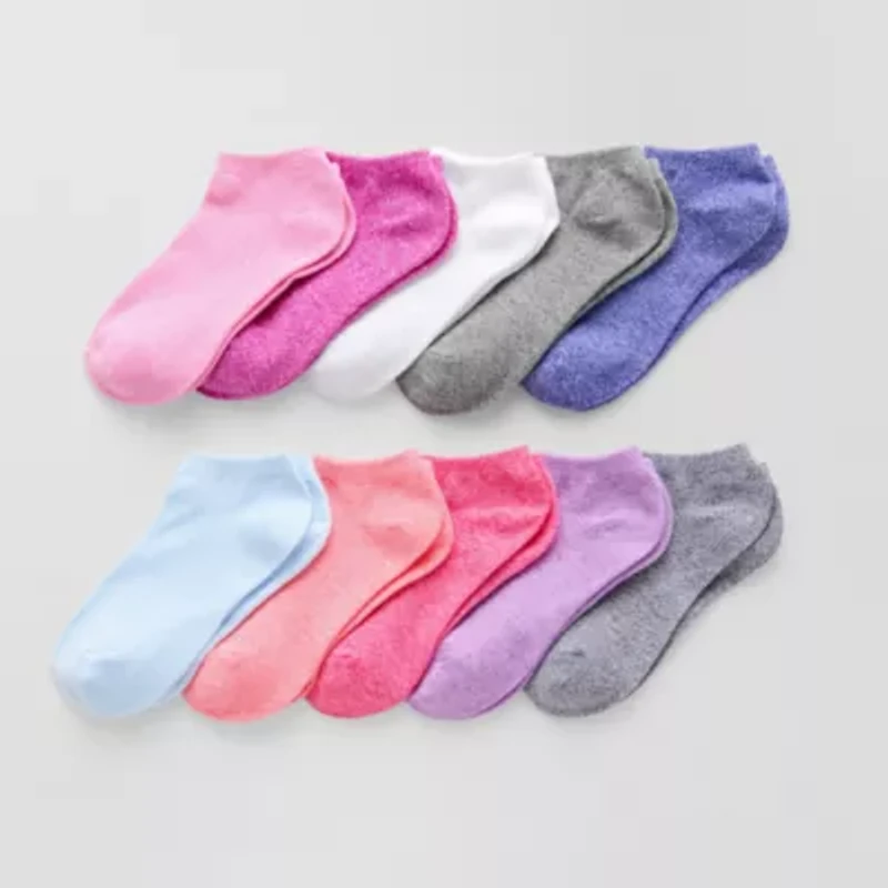 Thereabouts Little & Big Kid Girls 10 Pair Low Cut Socks