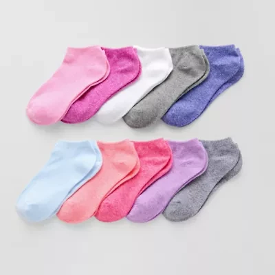 Thereabouts Little & Big Kid Girls 10 Pair Low Cut Socks