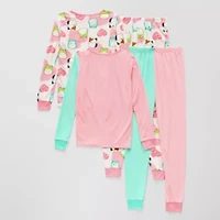 Little & Big Kid Girls Squishmallows Fleece Crew Neck Long Sleeve 4-pc. Pajama Sets