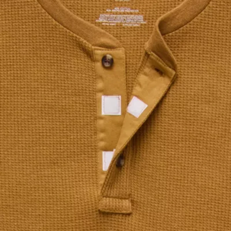 St. John's Bay Waffle Mens Easy-on + Easy-off Long Sleeve Adaptive Classic Fit Big and Tall Henley Shirt