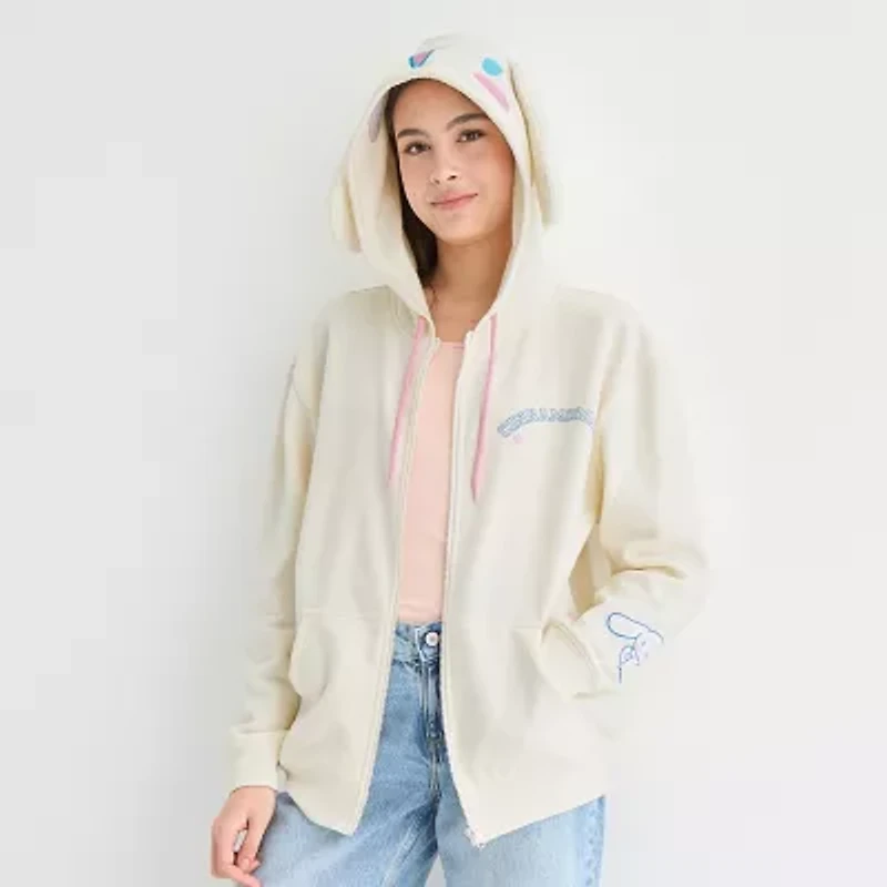 Cinnamaroll Cosplay Full Zip Hoodie Womens Long Sleeve Embroidered Hello Kitty Fleece Zipper Juniors