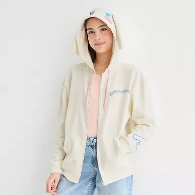 Cinnamaroll Cosplay Full Zip Hoodie Womens Long Sleeve Embroidered Hello Kitty Fleece Zipper Juniors