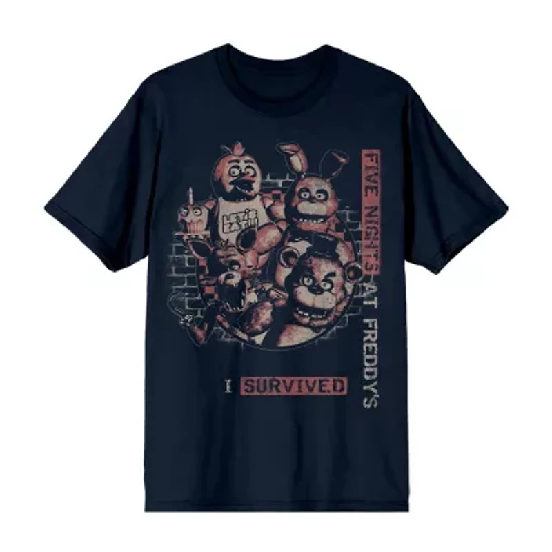 Mens Crew Neck Short Sleeve Regular Fit Five Nights at Freddys Graphic T-Shirt