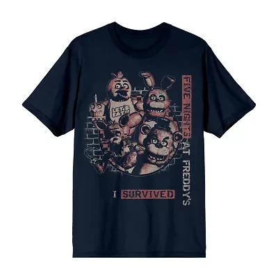 Mens Crew Neck Short Sleeve Regular Fit Five Nights at Freddys Graphic T-Shirt