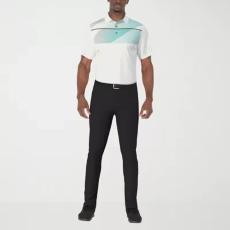 PGA TOUR Asymmetric Chest Stripe Print Mens Classic Fit Short Sleeve Polo Shirt