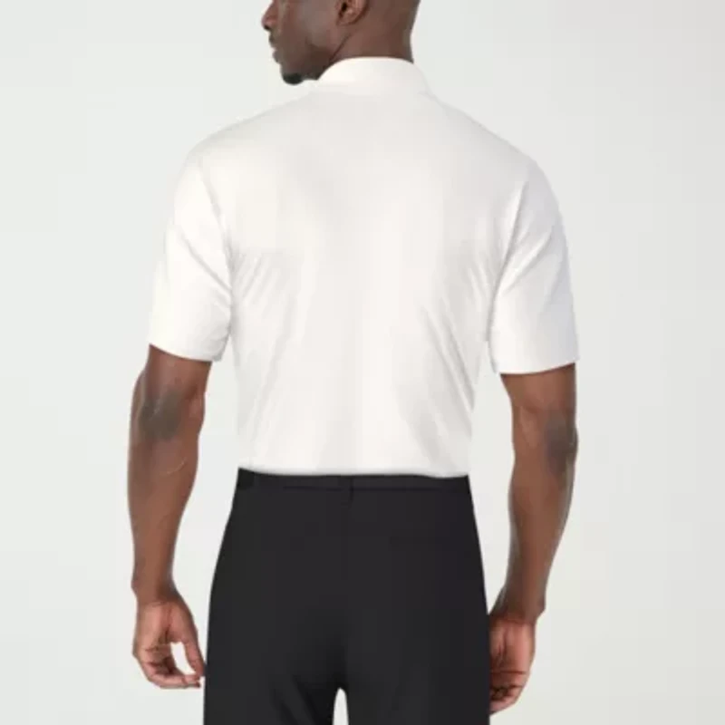 PGA TOUR Asymmetric Chest Stripe Print Mens Classic Fit Short Sleeve Polo Shirt