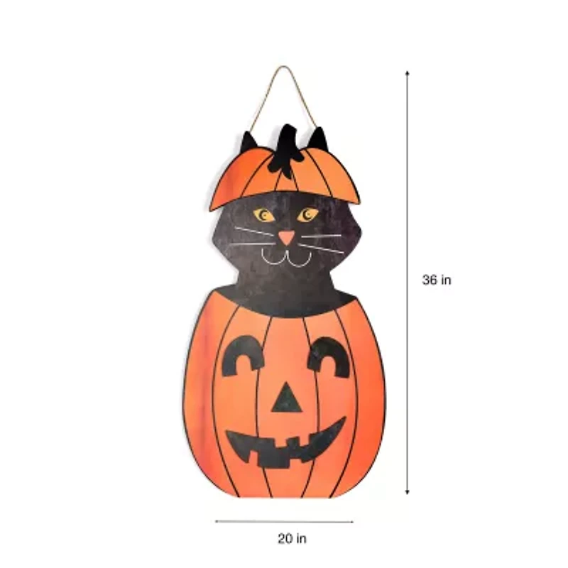 Layerings Cat Pumpkin Halloween Porch Sign