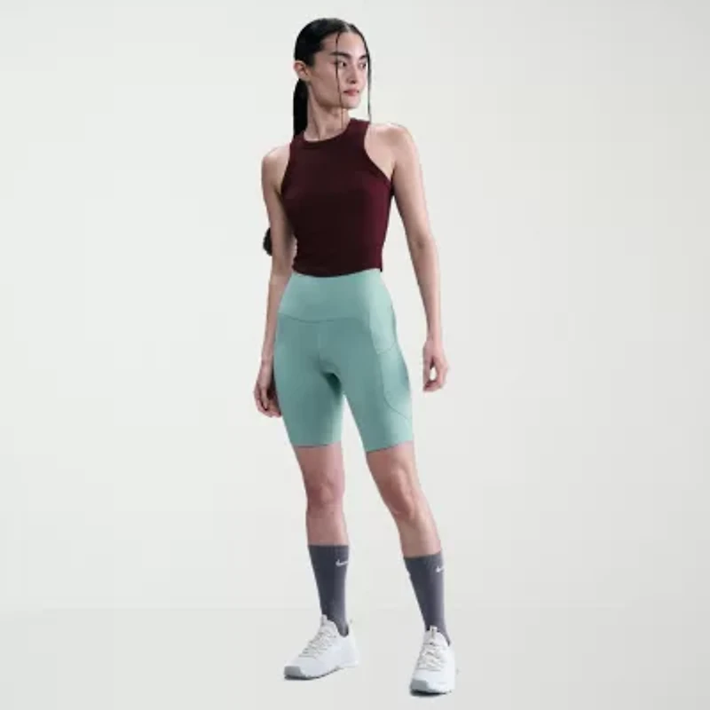Nike One Womens High Waisted 8" Biker Shorts with Pockets