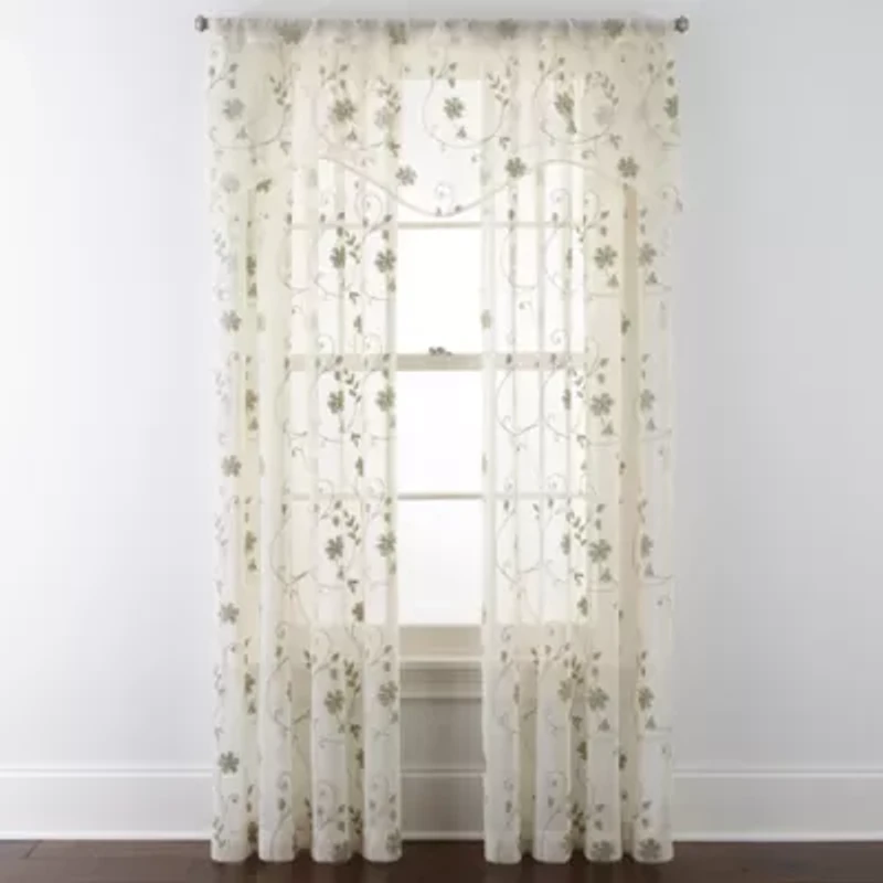 JCPenney Home Malta Rod Pocket Sheer Single Curtain Panel