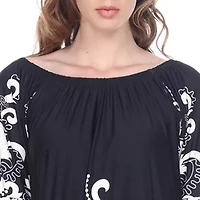 White Mark Uniss Womens 3/4 Sleeve Paisley Sheath Dress