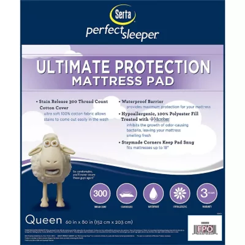 Serta® Perfect Sleeper® Microban® Ultimate Protection 300tc Mattress Pad