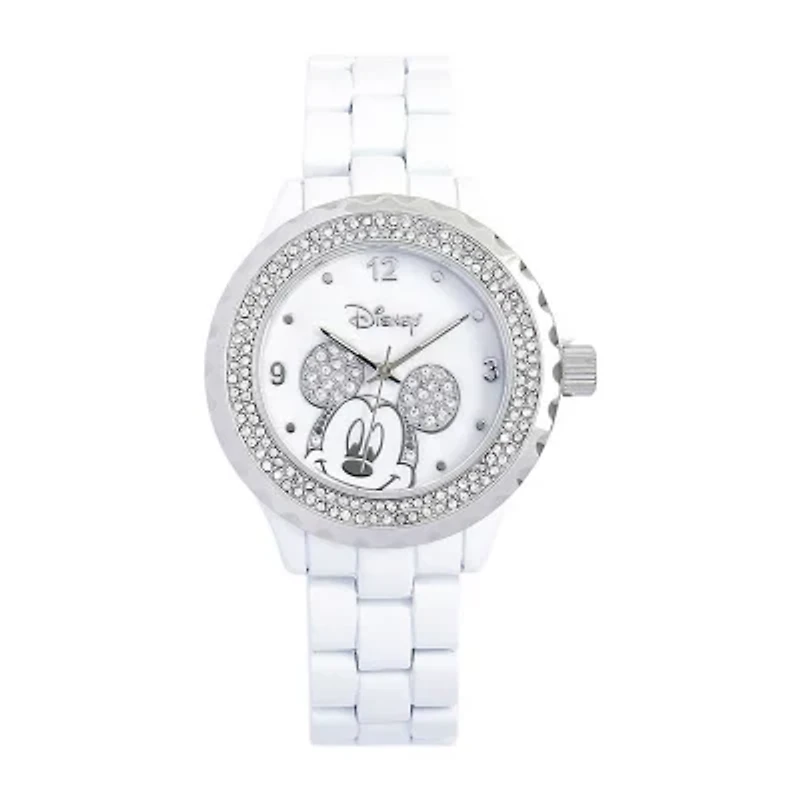 Disney White Enamel Crystal Accent Mickey Watch