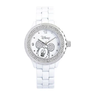 Disney White Enamel Crystal Accent Mickey Watch