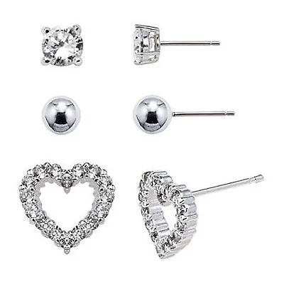 Sterling Silver 3-Pr. Earring Set