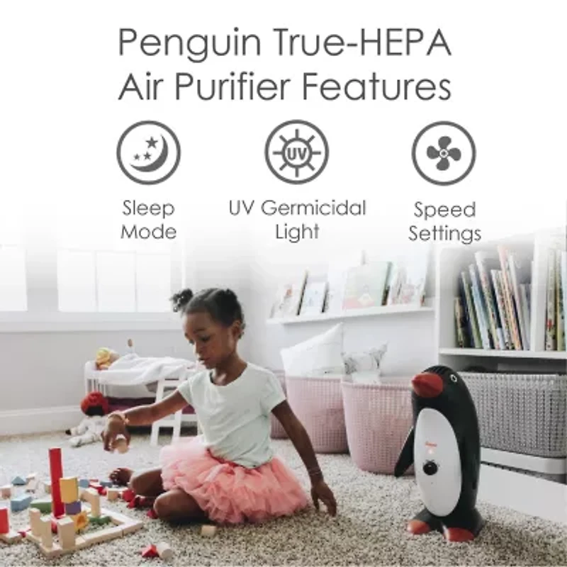 Crane True HEPA Air Purifier With Germicidal UV Light, 150 Sq Ft. Coverage, Penguin