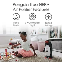 Crane True HEPA Air Purifier With Germicidal UV Light, 150 Sq Ft. Coverage, Penguin