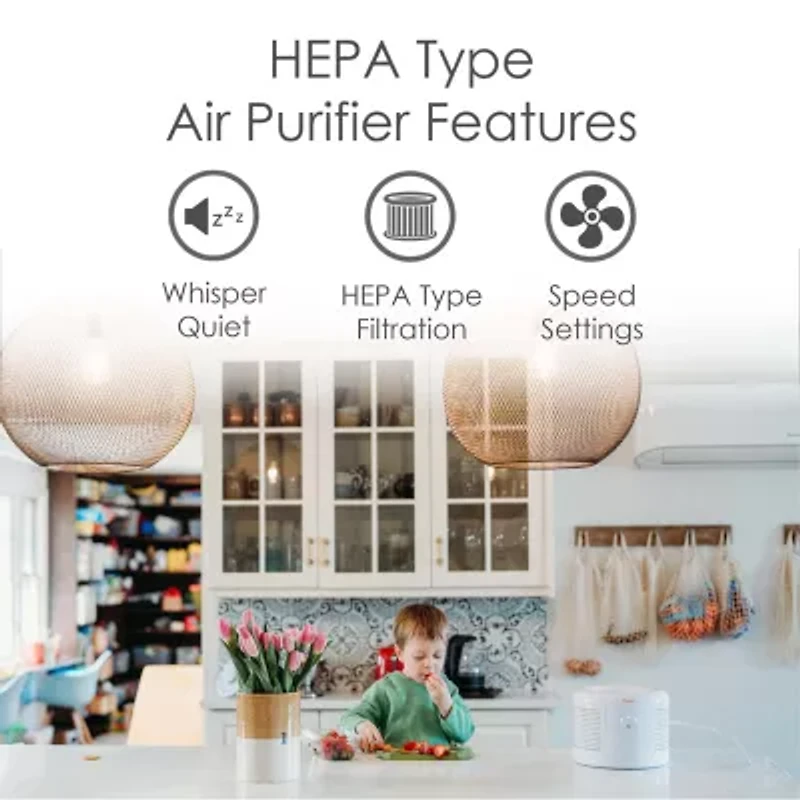 Crane HEPA Air Purifier , 300 Sq Ft. Coverage, Compact