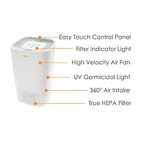 Crane True HEPA Air Purifier With Germicidal UV Light, 250 Sq Ft. Coverage, Standard