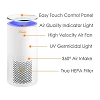 Crane True HEPA Air Purifier With Germicidal UV Light, 500 Sq Ft. Coverage, Ultra Premium