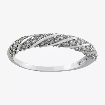 Silver Treasures Womens Cubic Zirconia Sterling Silver Band