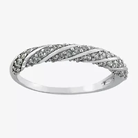 Silver Treasures Womens Cubic Zirconia Sterling Silver Band