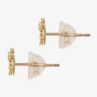 Cubic Zirconia 14K Gold 4.6mm Butterfly Stud Earrings