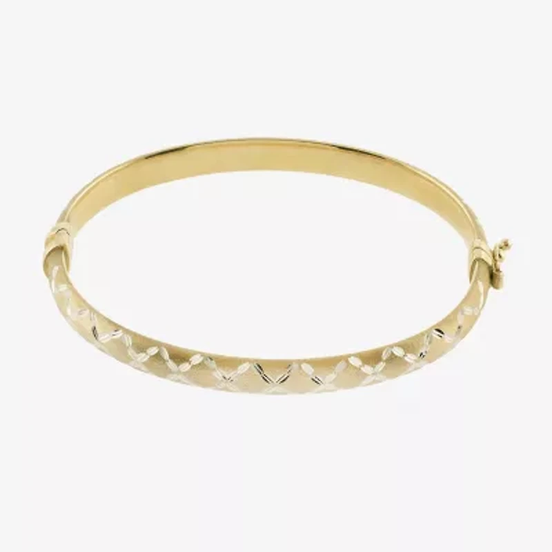 Diamond Cut Womens 14K Two Tone Gold Over Silver Bangle Bracelet