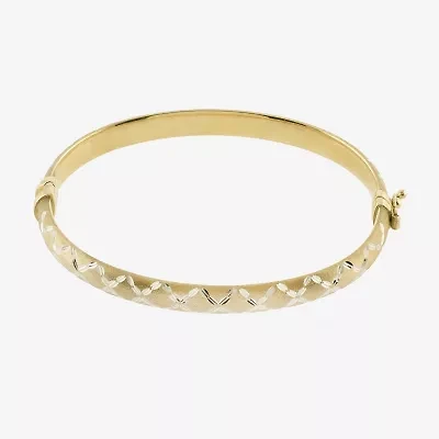 Diamond Cut Womens 14K Two Tone Gold Over Silver Bangle Bracelet