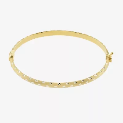 Diamond Cut Womens 14K Two Tone Gold Over Silver Bangle Bracelet