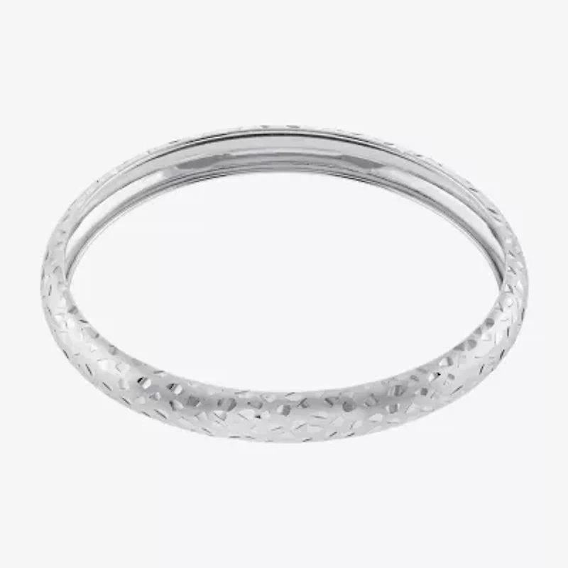 Diamond Cut Womens Sterling Silver Bangle Bracelet