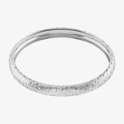 Diamond Cut Womens Sterling Silver Bangle Bracelet