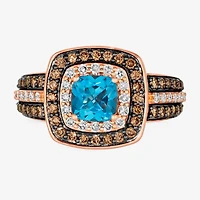 Le Vian® Ring featuring 1 CT. Deep Sea Blue Topaz™ 1/3 Nude Diamonds™ 1/2 Chocolate Diamonds® set 14K Strawberry Gold®