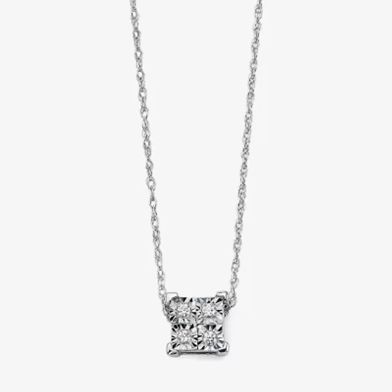 Diamond-Accent 10K White Gold Square Necklace