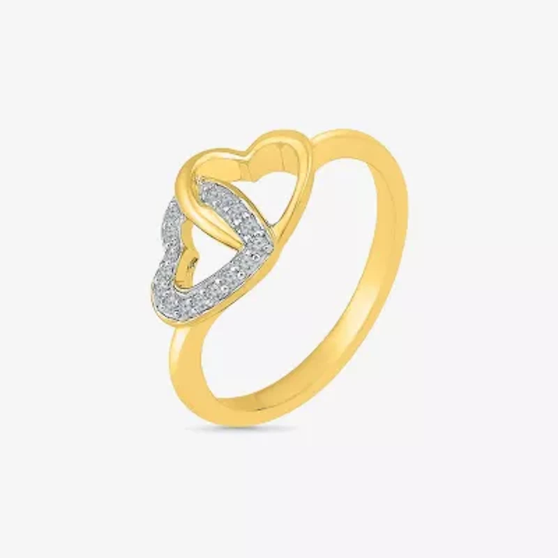 Womens Diamond Accent Natural White Diamond 10K Gold Heart Cocktail Ring