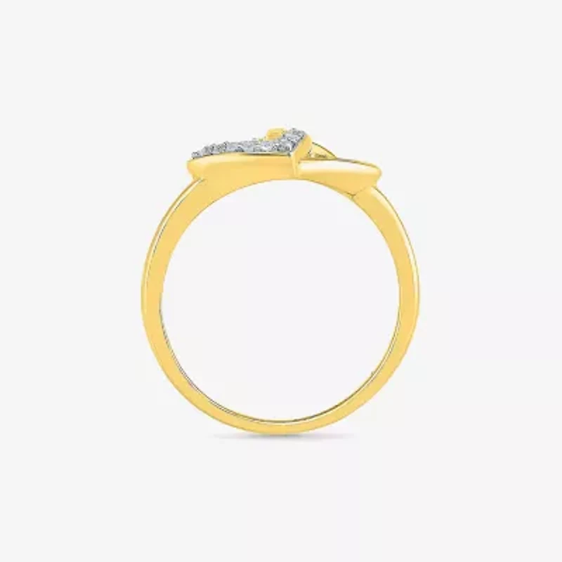 Womens Diamond Accent Natural White Diamond 10K Gold Heart Cocktail Ring