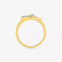 Womens Diamond Accent Natural White Diamond 10K Gold Heart Cocktail Ring