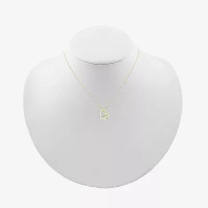 Diamond-Accent 10K Yellow Gold Heart Pendant Necklace